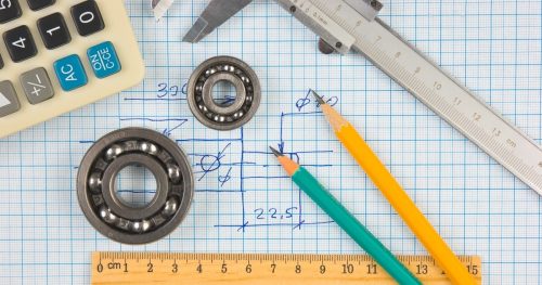 Graph paper, with a few bearing types, pencils and a ruler.